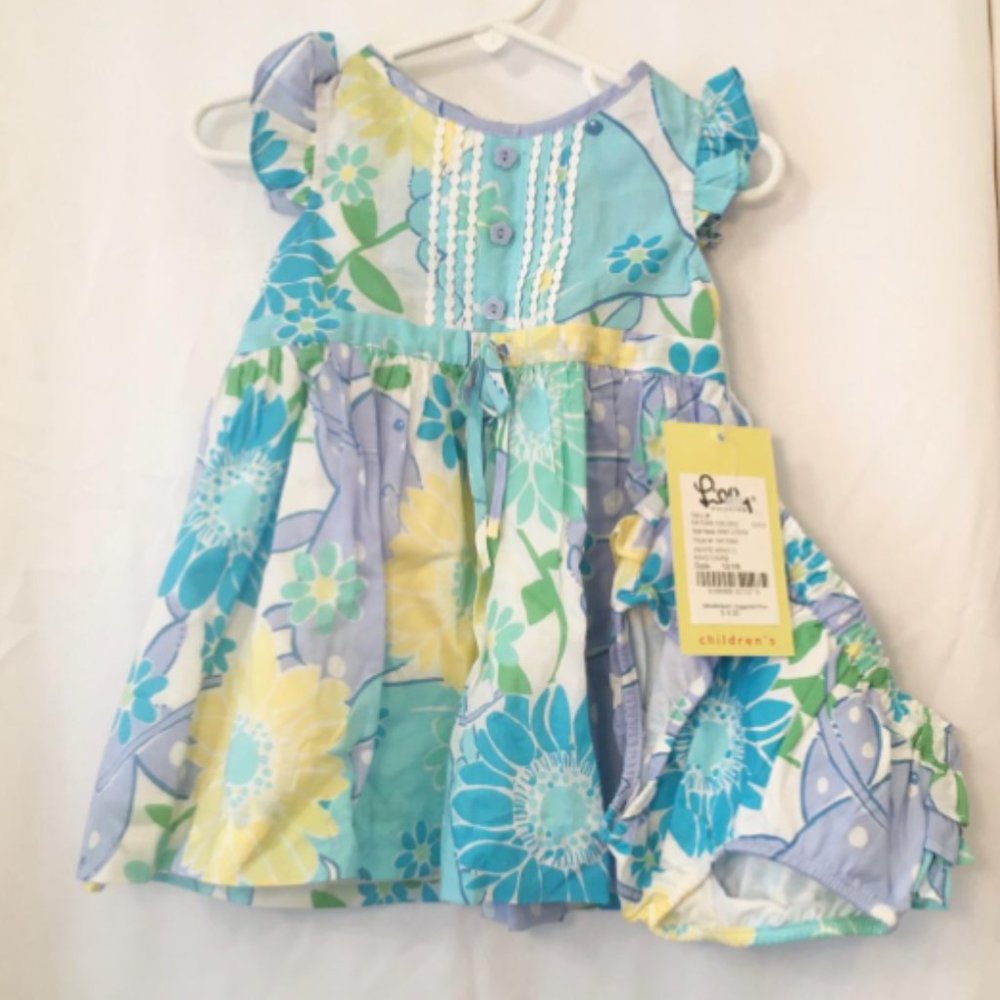 NWT  Lilly Pulitzer Baby Girl 12/18 mo Dress w/ Diaper Cover in White King Crab